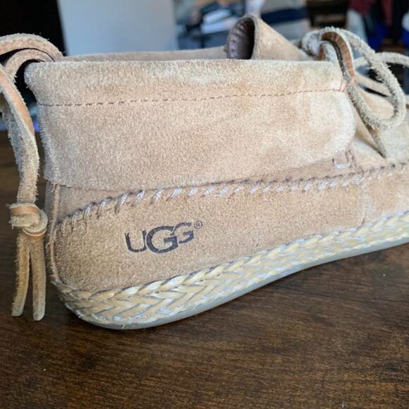 UGG Woodlyn Chestnut Suede Moccasin s/n 1094814 Women's Size 6 Shoes - Picture 8 of 10